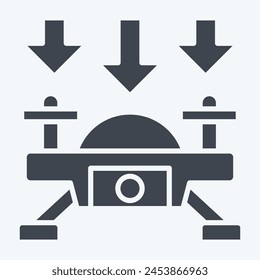 Icon Fly Down. related to Drone symbol. glyph style. simple design illustration