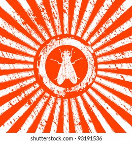 icon of fly on Rising Sun rays