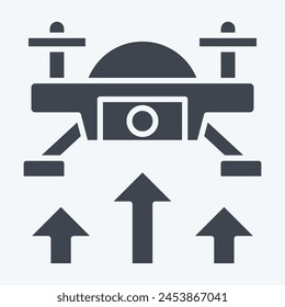 Icon Fly Up. related to Drone symbol. glyph style. simple design illustration 1