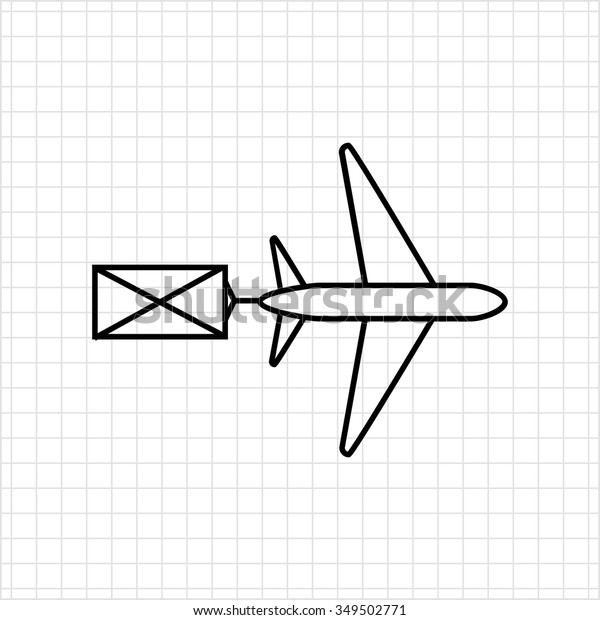 Icon of flying airplane\
carring letter