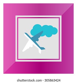 Icon of flying airplane and cloud