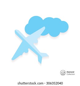 Icon of flying airplane and cloud