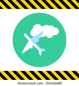 Icon of flying airplane and cloud