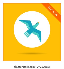 Icon of flying blue bird