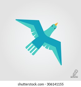 Icon of flying blue bird