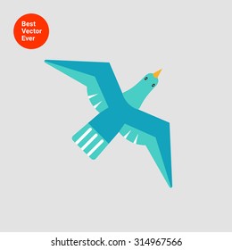 Icon of flying blue bird