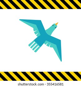 Icon of flying blue bird