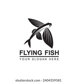 icon of flying fish isolated on white background