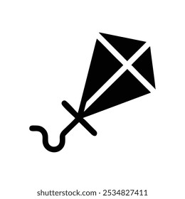 Icon of a flying kite, designed with pixel-perfect precision and an editable stroke.