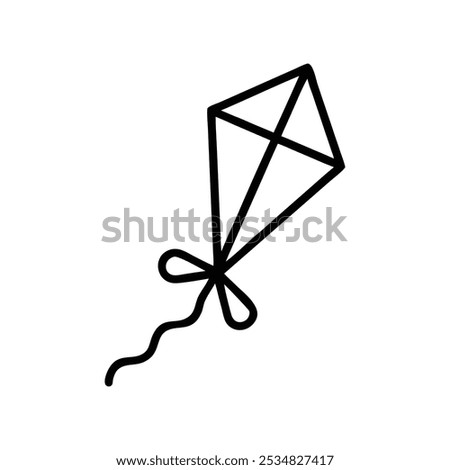Icon of a flying kite, designed with pixel-perfect precision and an editable stroke.