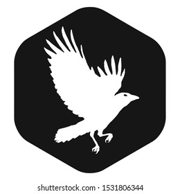 Icon of the flying Raven. Vector illustration for design and web isolated on white background.