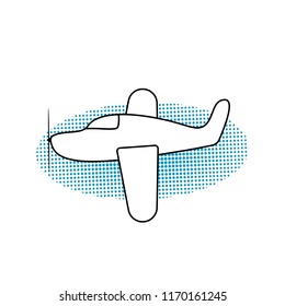 Icon flying in the sky plane with clouds on white background. Plane in the cloud vector eps10.