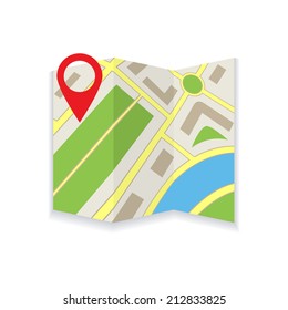 Icon foldable map on white background