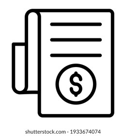 Icono de papel plegado con dólar, vector de factura