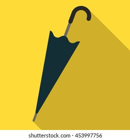 Icon folded umbrella with a long shadow. flat vector illustration