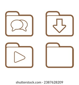 La carpeta de iconos contiene chat, medios, descarga y en blanco en el vector