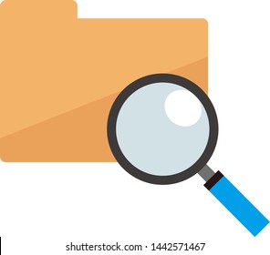Icon with folder and magnifying glass drawn