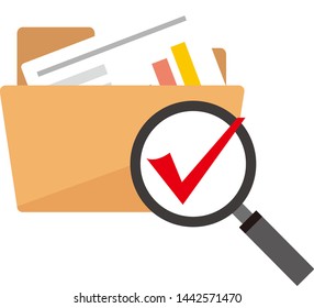 Icon with folder and magnifying glass drawn