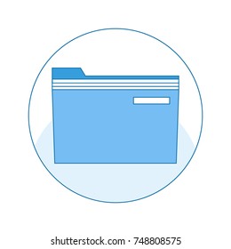 Icon with a folder for secure storage of documents and files on the computer. Vector line flat illustration