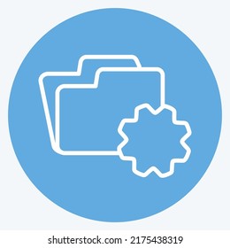 Icon Folder Settings. suitable for Programming symbol. blue eyes style. simple design editable. design template vector. simple symbol illustration