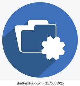 Icon Folder Settings. suitable for Programming symbol. long shadow style. simple design editable. design template vector. simple symbol illustration