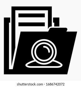 Symbolordner und Videoüberwachung. Videodateien. Sicherheitssystem. Cloud-Sicherheitsdienst. Remote-Zugriff auf Videoüberwachung. Vektorillustration Symbol.