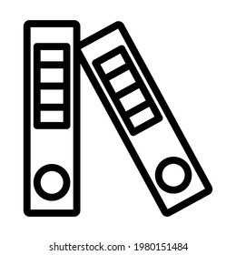 Icon Of Folders With Clip. Editable Bold Outline Design. Vector Illustration.