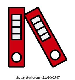 Icon Of Folders With Clip. Editable Bold Outline With Color Fill Design. Vector Illustration.
