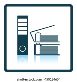 Icon of Folders with clip. Shadow reflection design. Vector illustration.