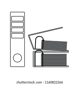 Icon of Folders with clip. Thin line design. Vector illustration.