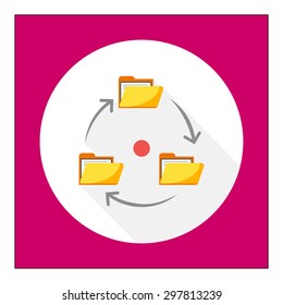 Icon of folders with documents arranged in circle with arrows