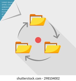Icon of folders with documents arranged in circle with arrows