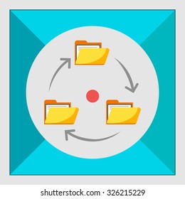 Icon of folders with documents arranged in circle with arrows