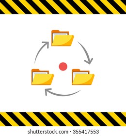 Icon of folders with documents arranged in circle with arrows