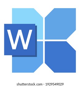 Icon font W with blue shape background for ui, app, web. Logo design symbol vector illustration.