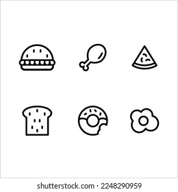 Icon food black outline set vector