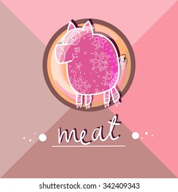 icon food. button for a cafe or restaurant. Icon with meat. pork