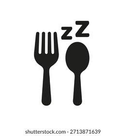Icono "Coma de comida": Un tenedor y una cuchara que forman un signo de "Zzz".