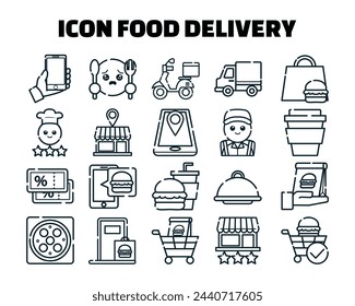 Icon food delivery element vector outline illustration