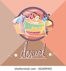 icon food.button for a cafe or restaurant. Icon with dessert