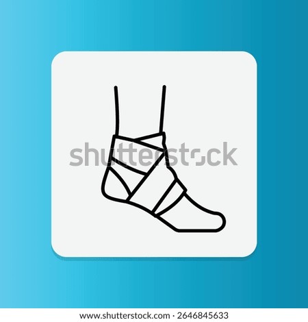 Icon of a foot with ankle wrap or brace, representing protection and support for the ankle area.