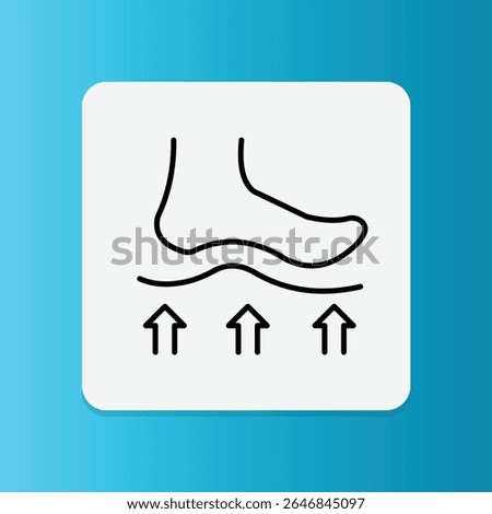 Icon of foot with arrows upward under the arch, representing pressure relief and arch support.