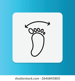 Icon of a foot with horizontal arrow, indicating the shoe is suitable for wide feet or provides extra width.