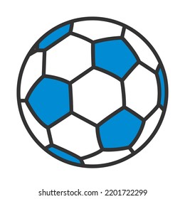 Icon Of Football Ball. Editable Bold Outline With Color Fill Design. Vector Illustration.