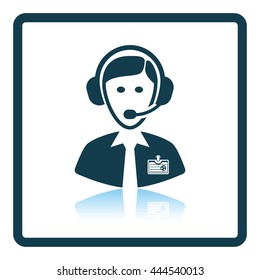 Icon of football commentator. Shadow reflection design. Vector illustration.