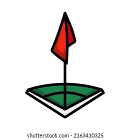 Icon Of Football Field Corner Flag. Editable Bold Outline With Color Fill Design. Vector Illustration.