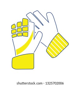 Icon of football   goalkeeper gloves. Thin line design. Vector illustration.