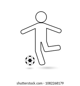 Icon of a football player with a black ball on a white background