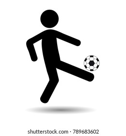 Icon of a football player with a black ball on a white background