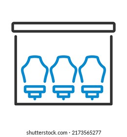 Icon Of Football Player's Bench. Editable Bold Outline With Color Fill Design. Vector Illustration.
